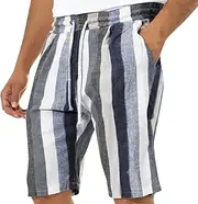 [Generic] Mens Running Stripe Shorts Lightweight Shorts with Drawcord Elastic Waist Beach Yoga Belt Pocket Shorts with Pockets for Men