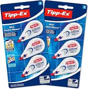 Tipp-Ex BIC Mini Pocket Mouse, Correction Tape, 36m Coverage of Tear-Resistant Tape, Ideal for School and Office, White, 2 Packs of 3