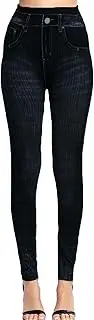 [Generic] Jean Leggings for Women Plus Size Butterfly Printed Denim High Waisted Yoga Pants Stretch Jean Leggings Tights 2025, C-black, Medium
