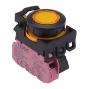 IDEC CW Series Yellow 24V illuminated Momentary Flush Push Button Switch 1NC