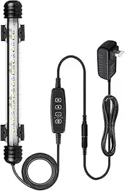 VARMHUS Submersible LED Aquarium Light,Fish Tank Light with Timer Auto On/Off Dimming Function,3 Light Modes Dimmable White-Blue,10 Brightness Levels Optional&3 Levels of timed Loop Function 7.5''