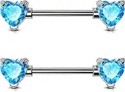 [OUFER] Titanium Nipple Rings, Heart Nipple Piercing Jewelry, Clear CZ Nipple Bars, Nipple Jewelry, 14G Nipple Rings for Women Sexy
