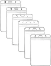 Vertical ID Badge Holders Sealable Waterproof Clear Plastic Holder, Fits RFID/Proximity/Badge Swipe Cards or Credit Card/Driver's License (6 Pcs, Only Holders)