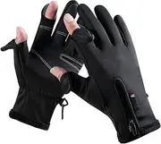 [Bakovity] Winter Gloves to Keep Warm, Running, Hiking, Fishing, Windproof, Non-Slip, Finger Touch Screen, Warm Men and Women Gifts, Grey, Large…