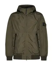Stone Island Logo Patch Hooded Track Jacket M,XXL olive green