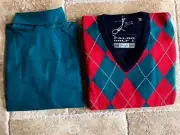 New NWT Mens Pringle Argyle V-neck XL Navy,Red,Green Sweater & Turtleneck