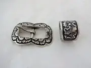 Jeremiah Watt White Bronze 1/2" Buckle & Keeper Loop Peony Horse Tack Headstall