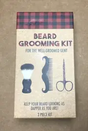 3-Piece BEARD GROOMING KIT: Includes Brush, Comb and Grooming Scissors