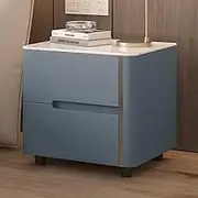 Nightstand Wooden, Slate Besktop Night Stand, Bed End Table with Left and Right Style Design, 2-Layer and 3-Layer Bedside Cabinet, for Bedroom(Right,Dark Blue 2_19.6"/50CM)