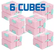 6 x Pink Sensory Infinity Cubes Stress Fidget Toys Autism Anxiety Relief Kids