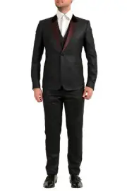 Dolce & Gabbana Men's Gray Silk Wool Striped Two Button Three Piece Suit