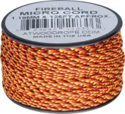 New Atwood Rope MFG Micro Cord 125ft Fireball RG1262 1.18mm diameter. Good for j