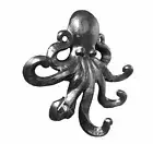 BLACK CAST IRON OCTOPUS - HAT & COAT WALL HOOK OR KEY HOLDER - 158x154x35mm