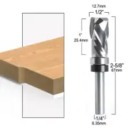2 Flutes 1/2" Compression Flush Trim Solid Carbide Spiral Router Bit 1/4" Shank