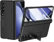 Cellphone Flip Case Compatible with Samsung Galaxy Z Fold 4 Case with Hinge Protection, Full Body Case with Built-in Kickstand & Screen Protector Galaxy Z Fold 4 Heavy Duty Rugged Hard PC Phone Cover