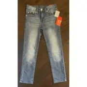 NWT True Religion Geno Girls Size 8 Blue Pocketed Relaxed Slim Denim Jeans