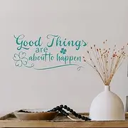 Turquoise Inspirational Wall Decals Motivational Quotes Stickers Teal Wall Decor Peel and Stick Wallpaper for Women Girl Bedroom Living Room Bathroom Office Dorm Kitchen Good Things