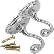 Ciieeo 2pcs Vintage Silver Round Head Hooks for Wall Door Coat Hangers Wall Hooks for Curtains Tassel Tiebacks