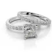 Sparkling 14K White Gold Princess Cut Diamond Engagement Ring Set 1.65 CT F/VS2