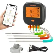 Bluetooth BBQ Thermometer - LCD Display with 4 Colorful Probes & App Control