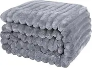 Flannel Blanket Super Soft Cozy Throw Blanket，Warm Lightweight Plush Fuzzy Cozy Soft Blankets and Throws for Sofa, Chair, Couch, Camping, Travel(Grey 200X230cm)