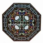Octagon Black Marble Dining Table Top Antique Design Inlay Work Reception Table