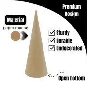 Bulk Set Unfinished Paper Mache Cones Open Bottom 7 x 3 in.- 100 cones
