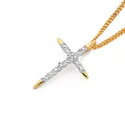 9ct Gold, Diamond Cross Pendant
