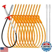 22.4inch Drain Snake (1pc), 25inch Hair Drain Clog Remover (10 pcs) and 18Inc