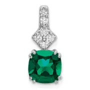14K White GoldLab Grown Real Diamond u0026 Created Emerald Pendant