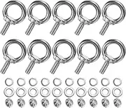 uxcell 10-Sets Stainless Eyebolt M8x20mm Shoulder Lifting Eye Bolt with Nuts Washers Male Screw Thread Ring Shoulder Eye Bolts Length 0.79 Inch for Suspending/Fastening
