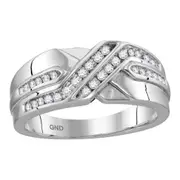 14k White Gold Round Diamond Two Row Wedding Band 1/4 Cttw