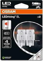 OSRAM LEDriving SL, ≜ W21/5W, Red, Double Blister (2 lamps), LED Retrofit, offroad use only