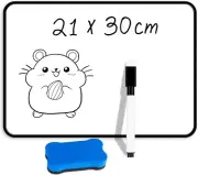 Small Whiteboard A4, 1PCS Double Sided Mini Whiteboard with Whiteboard Pen and E