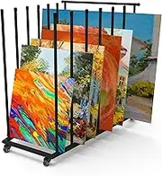 Art Storage Rack, Art Canvas Storage, Canvas Boards Rack Art Storage with Handle & Caster Wheels for Drawing Board, Panel, Paper Pad for Art Studios, Artworks, Gallery, Black