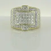 1.50 Ct Real Diamond Cluster Halo Engagement Ring Mens 10k Yellow Gold