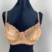 New w Tags Panache Venus Super Bra 32D Beige Lace Underwire Elastic Straps