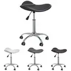 Salon Chair Swivel Barber Chair Upholstered Work Stool Black Faux Leather vidaXL