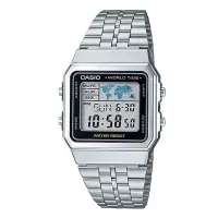 在飛比找博客來優惠-【CASIO 】世界城市復古風電子不鏽鋼錶-黑框(A-500