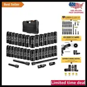 35PCS 1/2” Drive Impact Socket Set, Deep SAE3/8"-1-1/4" & Metric8-24mm Socket...