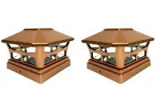 2 Pcs Copper Solar Garden Cap Post Light 5X5 Plastic 2 Bright SMD LED Cap Light