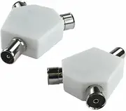 1x TV Antenna Splitter 1-Male Plug to 2-Female 9.5 Video Double Adapter Y Shape OZ