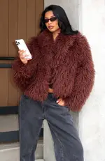 Weekend Away Fur Jacket Chocolate
