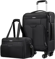 [TIAWOLT] 16 Inch Underseat Carry On Luggage Suitcase with Spinner Wheels Softside Lightweight Suitcases, Black, Carry on 20-Inch (2-piece Set), Softside Carry-on Luggage With Spinner Wheel