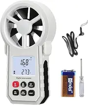 Digital Anemometer Wind Speed Meter with Temperature Sensor, Handheld Wind Gauge Air Flow Velocity Meter with LED, MAX/MIN/AVG, Wind Measuring Tool for Sailing/Surfing/Hiking/Kite Flying Gray