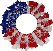 Patriotic Remembrance Day Wreath, Independence Day Patriotic Garland, Red, White & Blue Garland Wall Hanging Star with Five-Pointed Star