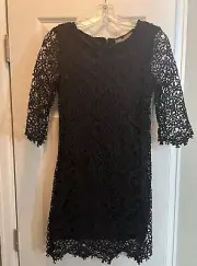 NWT Sandro Ferrone Fabulous Black Floral Lace Mini Dress - Small