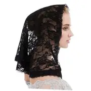 Beautyflier Veil Lace Mantilla Catholic Church Chapel Veil Head Covering Black