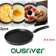2pcs Non-stick Frypan Aluminum Alloy Induction Skillet Grill Cookware 20 24cm