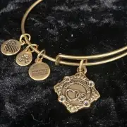 NWT Alex & Ani Grandmother Gold Tone Bracelet Bangle Charms
